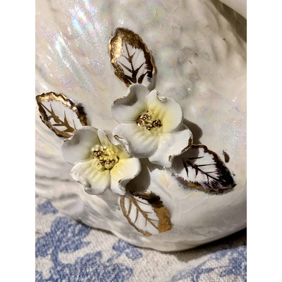 VTG Norcrest Golden Dogwood Swans Lusterware Planter - Picture 8 of 10